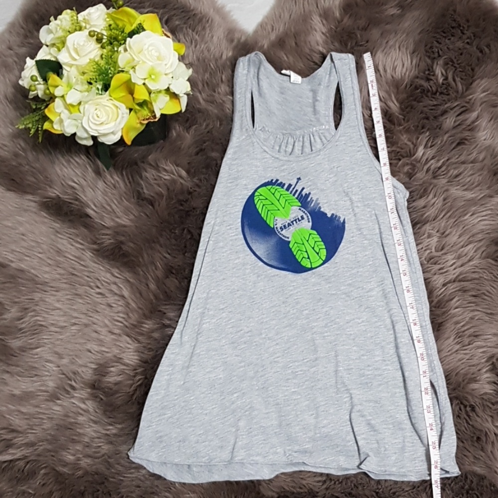 Gray Racer Back Flowy Running Tank Top - Picture 2 of 3